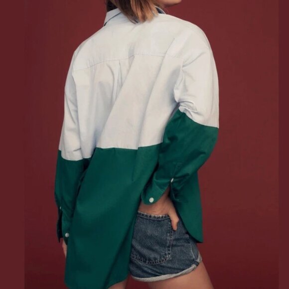 Anthropologie | Maeve Bennet Buttondown Shirt: Colorblock Edition | 3X - Picture 5 of 8